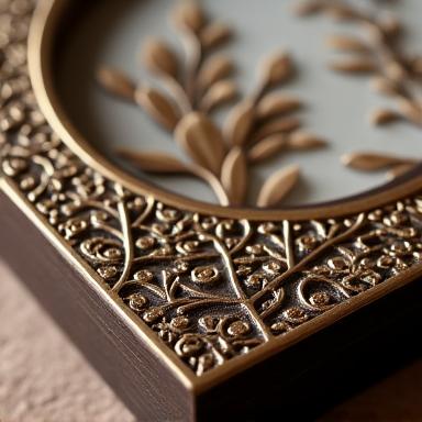 Cornice artigianale 'Foglia d'Oro' con intagli ispirati alla natura